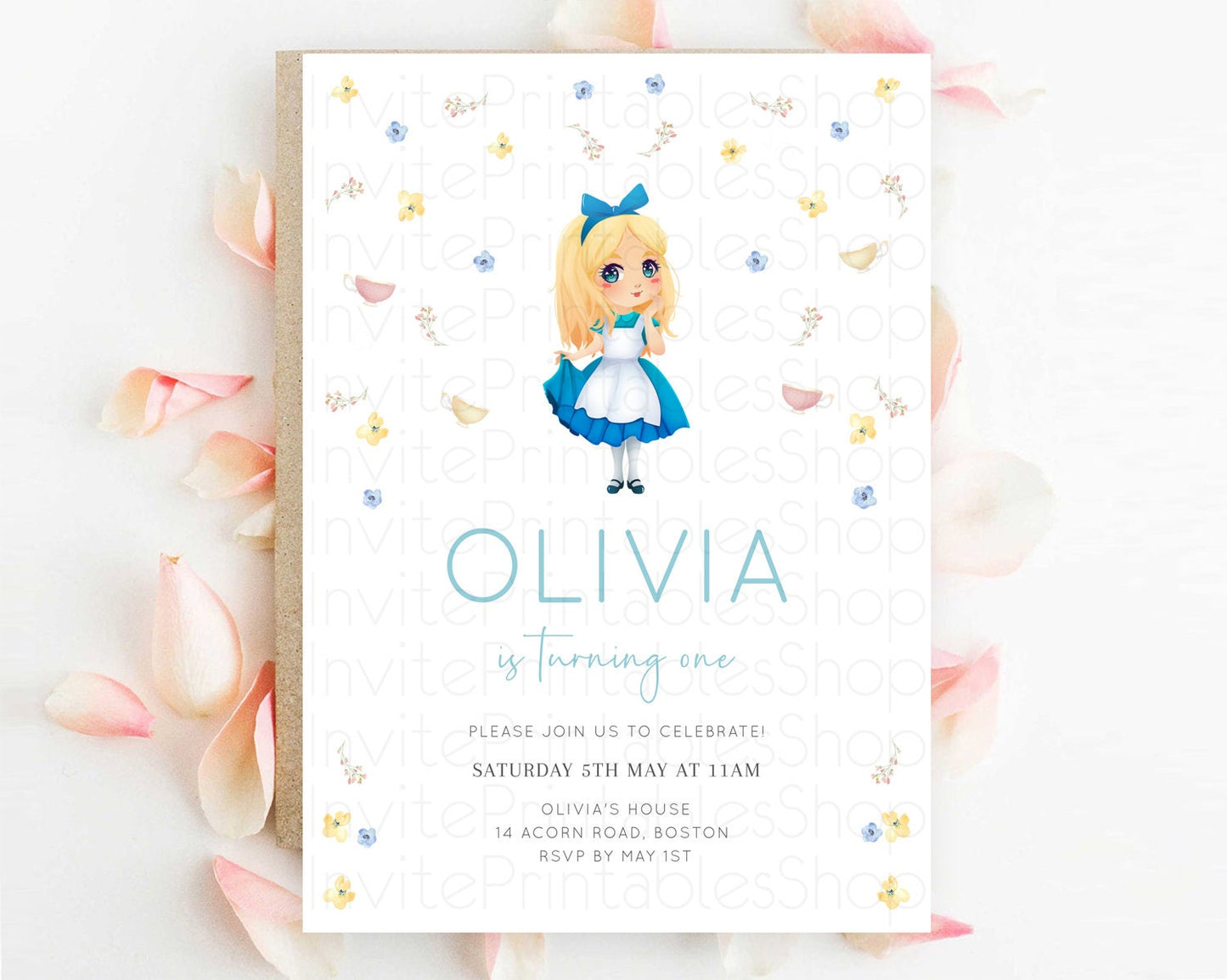 Princess Birthday Invitation Castle Invitation Royal Birthday Fairy Tale Enchanted Castle Pastel Floral Garden 1st First Birthday D10886