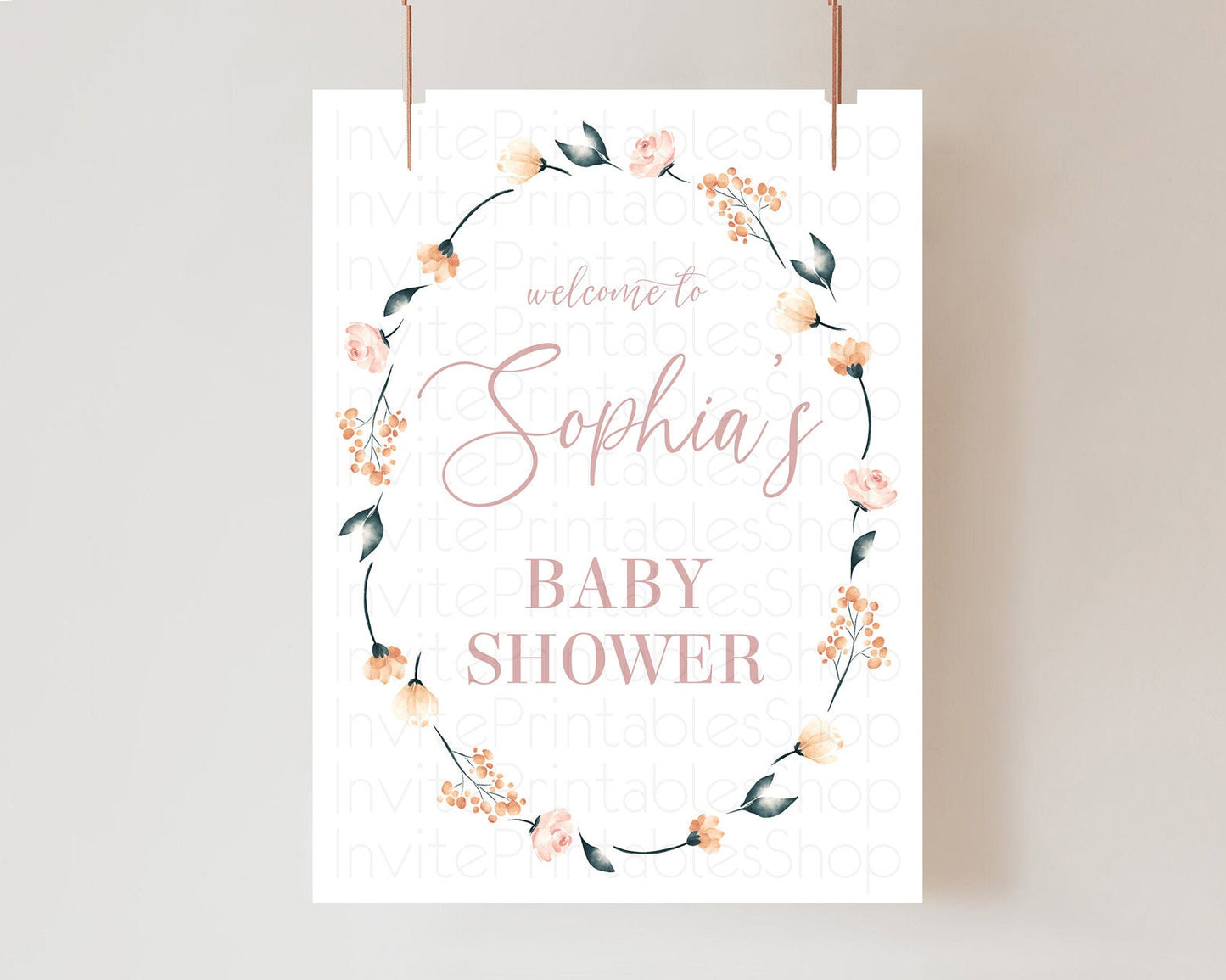 Editable Secret Garden Baby Shower Welcome Sign Wildflower Welcome Board Pas