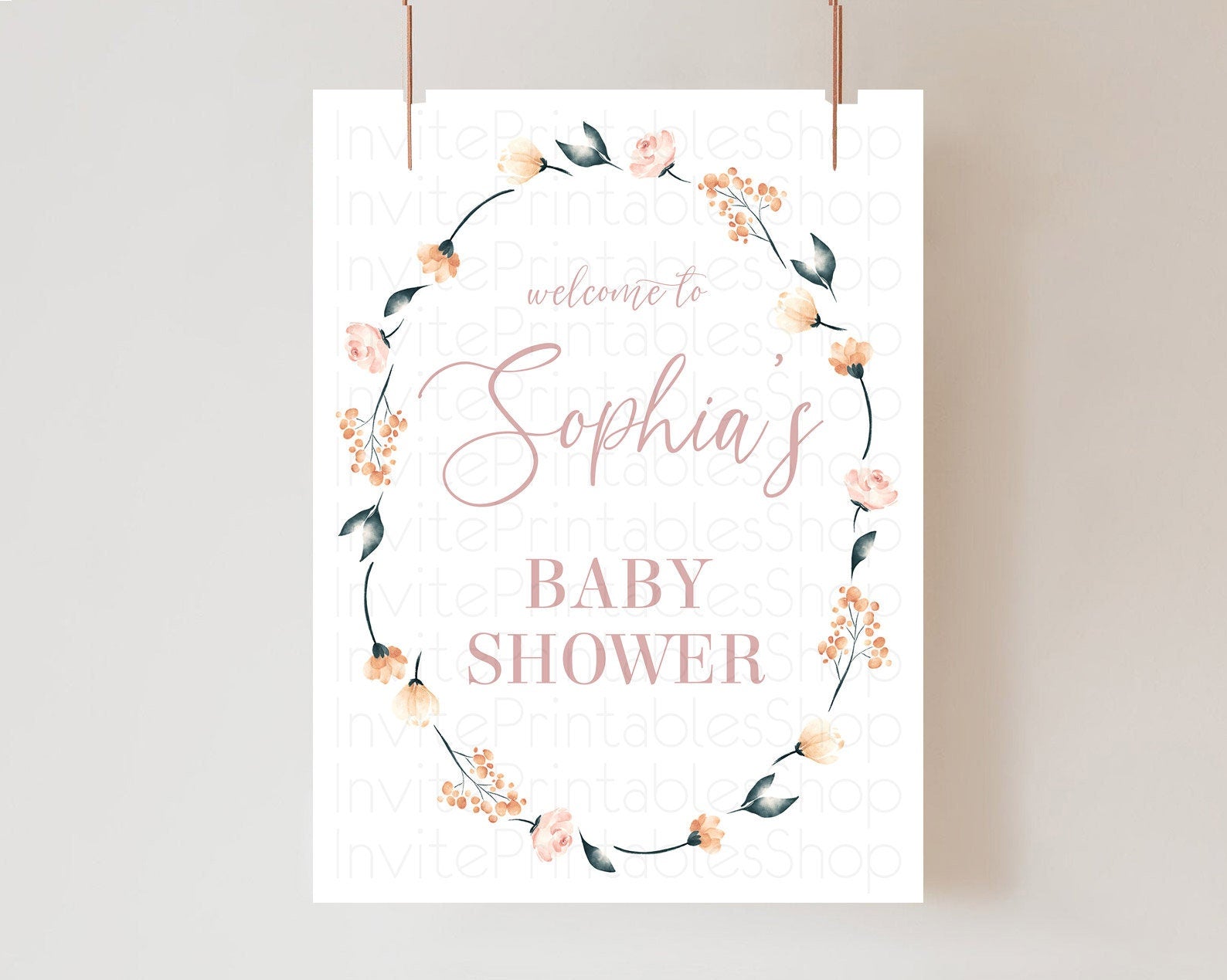 Editable Secret Garden Baby Shower Welcome Sign Wildflower Welcome Board Pas