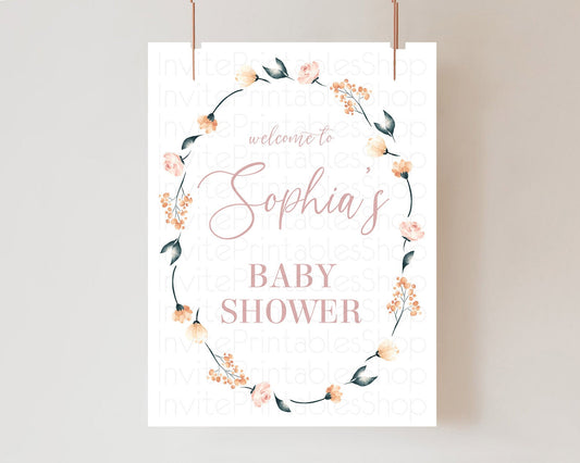 Editable Secret Garden Baby Shower Welcome Sign Wildflower Welcome Board Pas