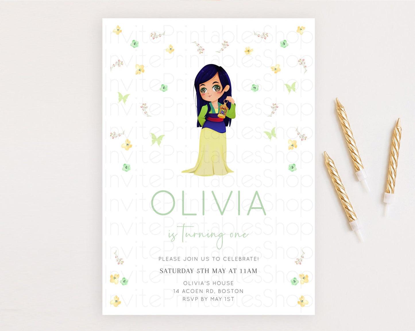 Princess Birthday Invitation Castle Invitation Royal Birthday Fairy Tale Enchanted Castle Pastel Floral Garden 1st First Birthday D10350