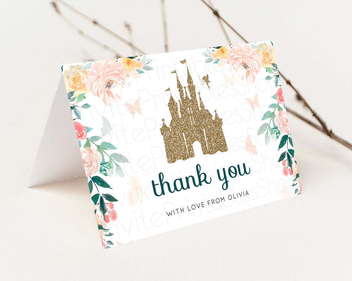 Fairy Thank You Fairy Thank You Card Enchanted Garden Pastel Butterfly Birthday Thank You Floral Secret Garden Teacher Thank You D10429