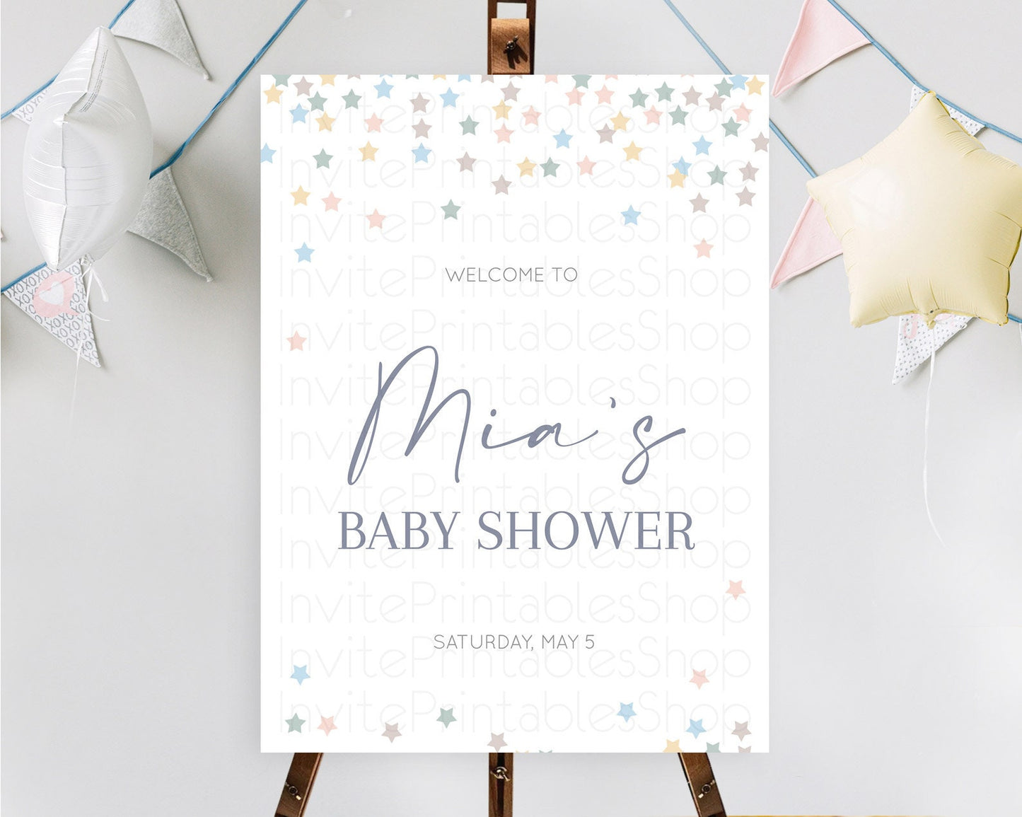 Star Baby Shower Welcome Board Pastel Stars Welcome Sign Shooting Star Rainbow Colorful Confetti Twinkle Little Star Welcome Sign D10795