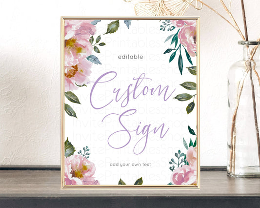 Editable Wildflower Floral Table Sign Decor Secret Garden Sign Template Past