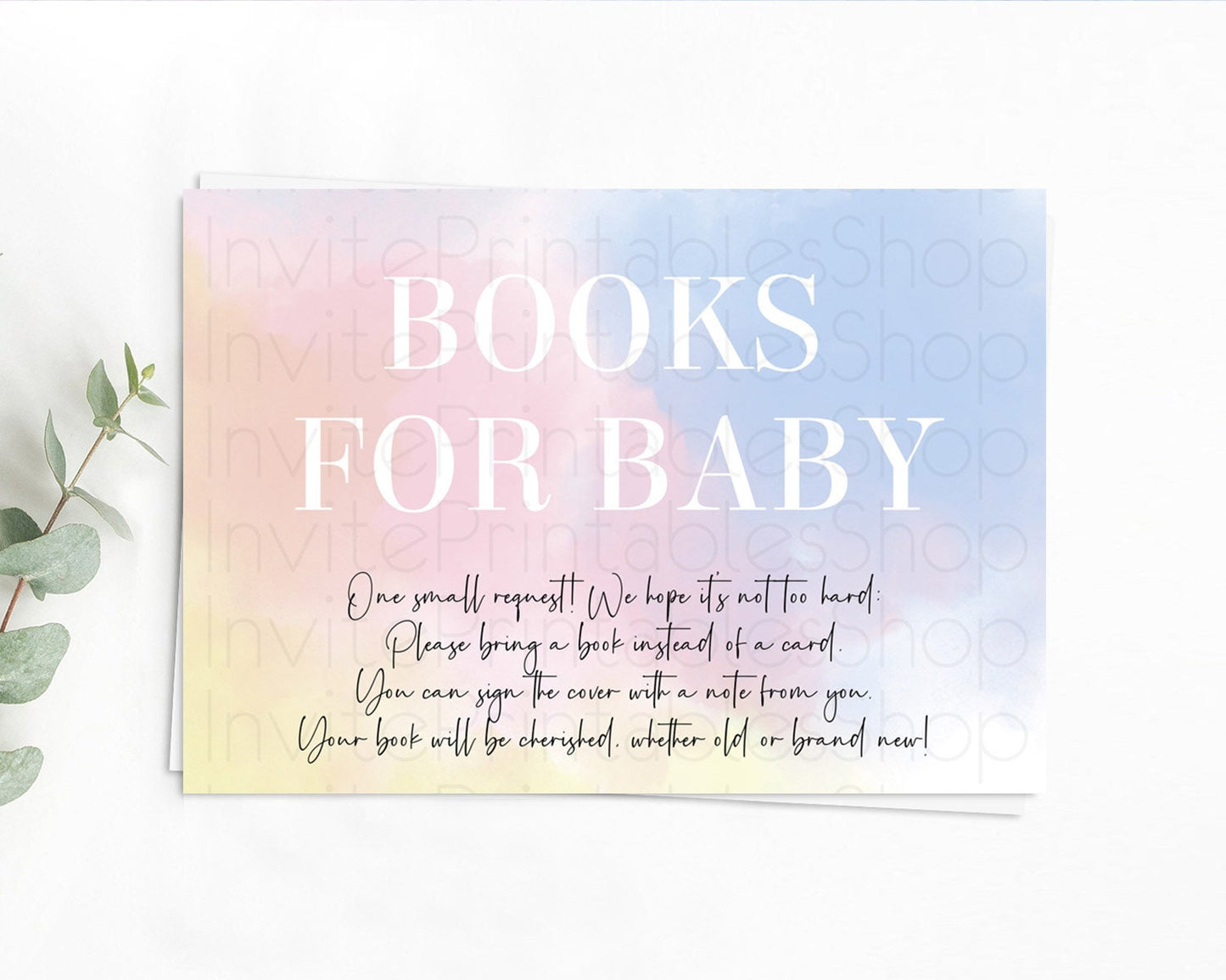Pastel Books For Baby Card Pastel Rainbow Book Insert Colorful Ombre Watercolor Book Card Confetti Glitter Baby Book Poem Request D10373