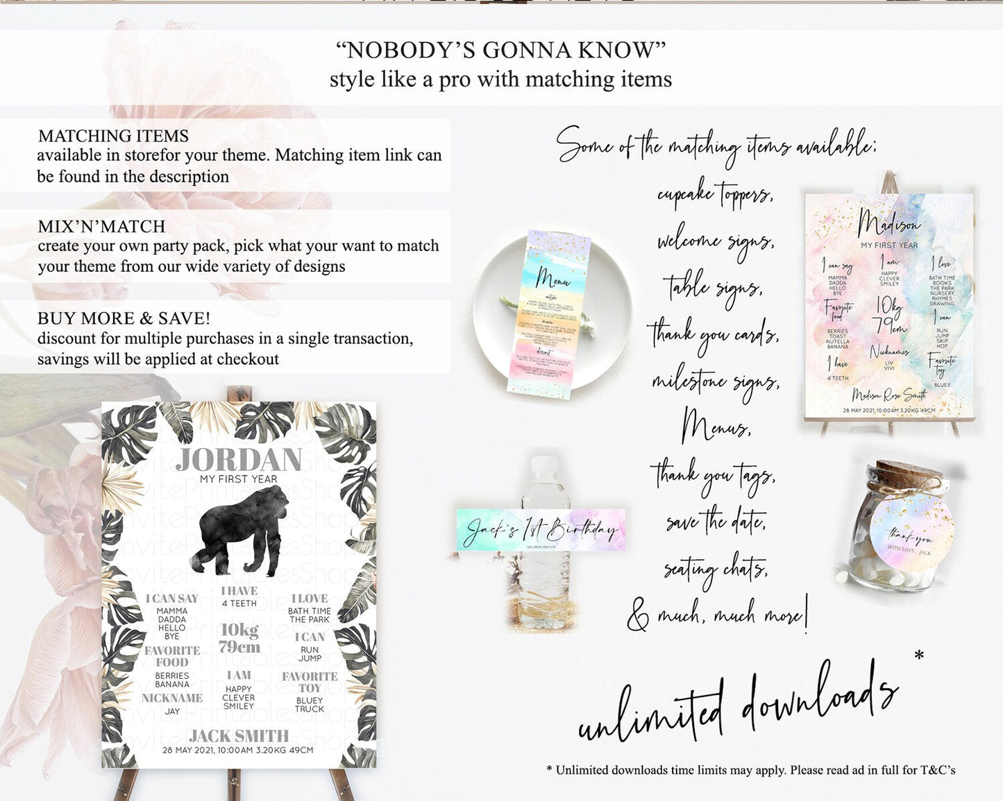 Gorilla First Birthday Milestone Board Gorilla Milestone Poster Gorilla Decor Safari Adventure Gorilla First Birthday Welcome Sign D10804