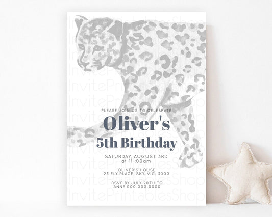 Cheetah Birthday Invitation Cheetah Invitation Cheetah Birthday Cheetah Safari Adventure Invite Cheetah Palm Leaf Invite Zoo Party D10314