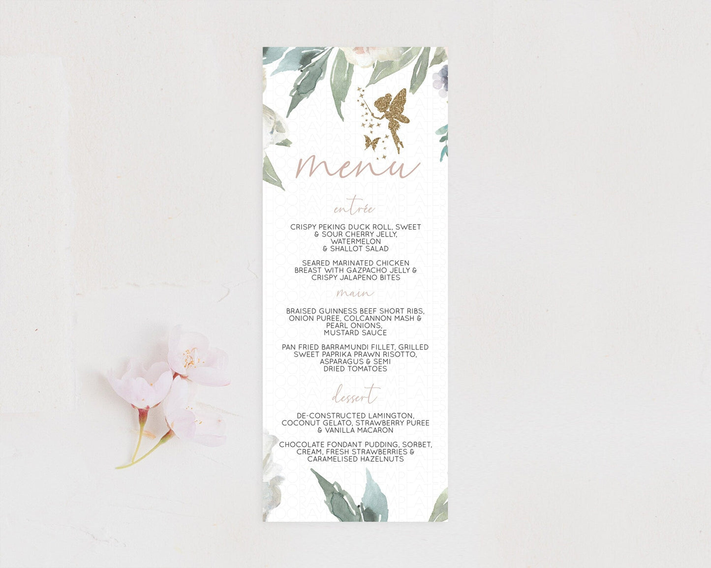 Fairy Menu Fairy Menu Template Enchanted Garden Pastel Floral Butterfly Table Decor Fairy Secret Garden Dinner Dessert Food Menu D10800