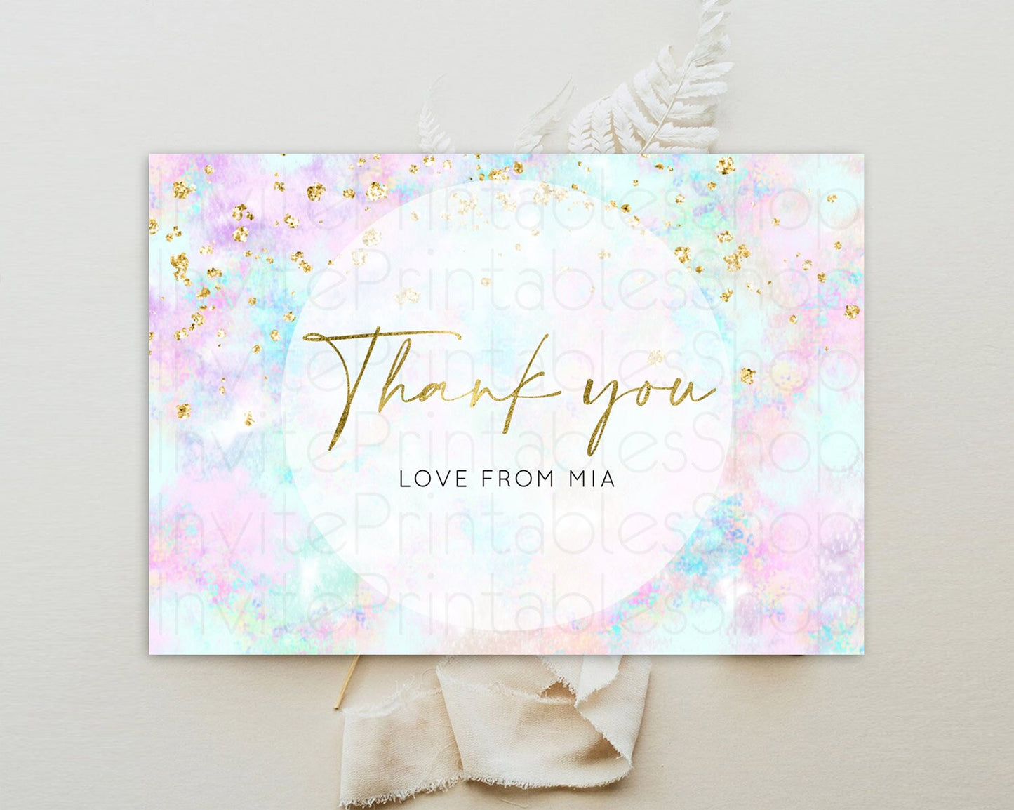 Pastel Thank You Rainbow Thank You Card Colorful Pastel Birthday Thank You Card Confetti Watercolor Pastel Teacher Thank You Cards D10652