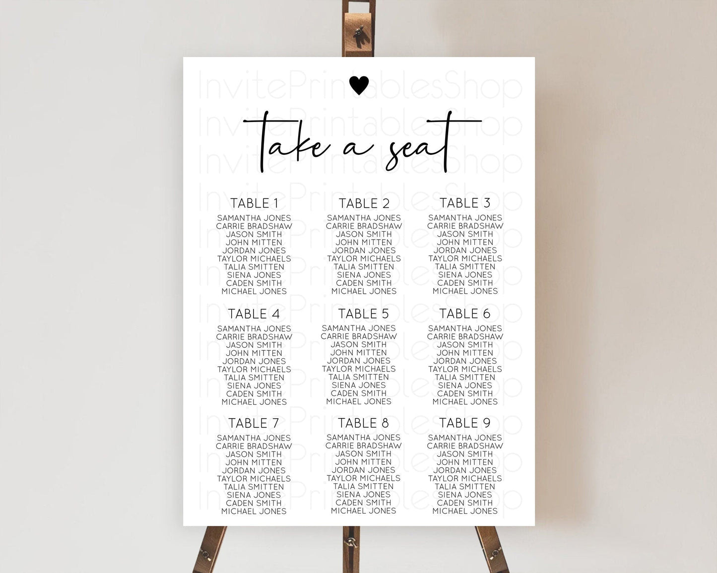 White Black Seating Chart White Minimalist Seating Chart Plain Seating Board Modern Simple Decor Take A Seat Sign D10955