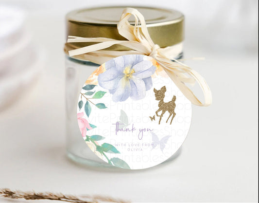 Editable Fawn Thank You Tags Deer Thank You Gift Tags Pastel Floral Deer Fav