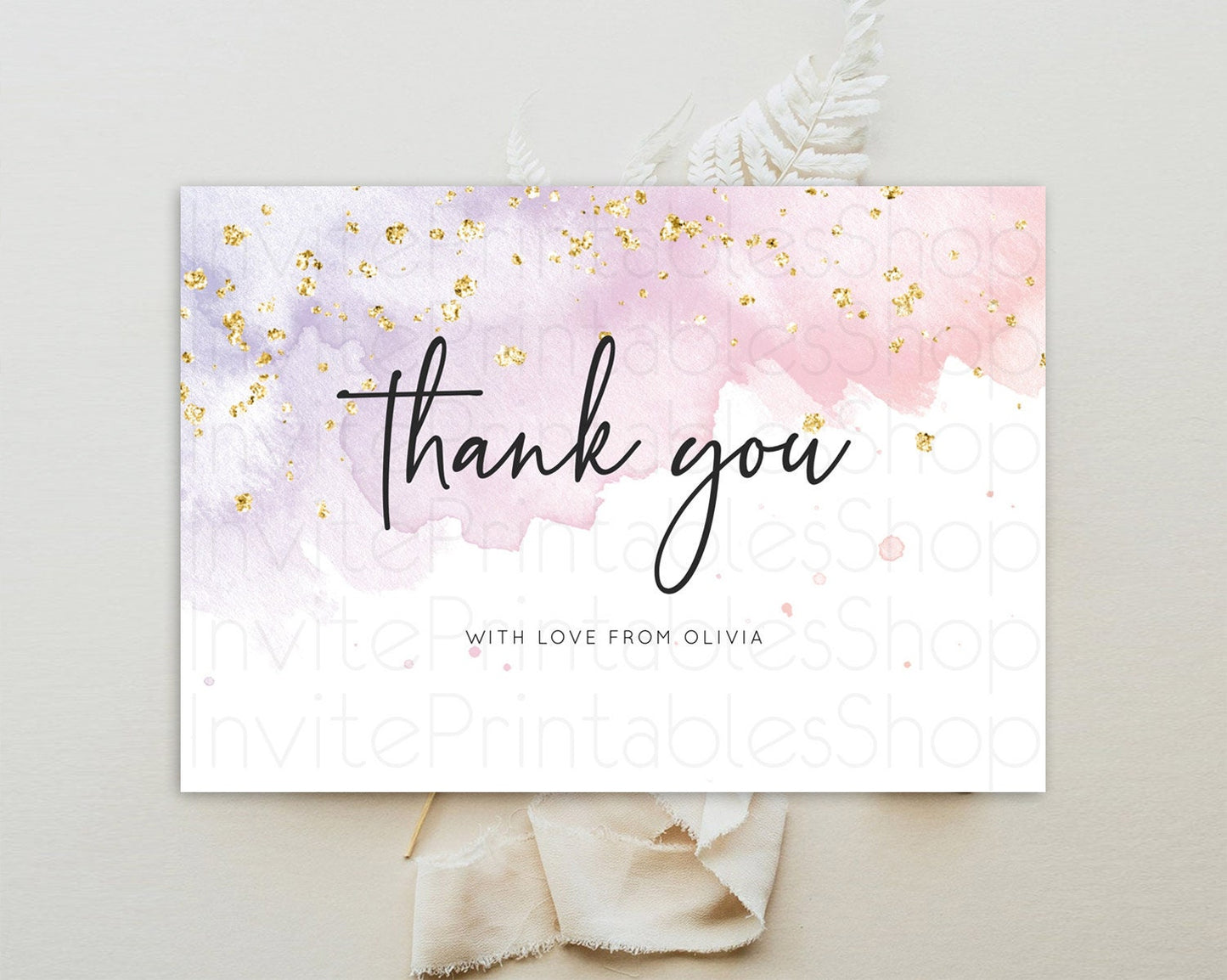Pastel Thank You Rainbow Thank You Card Colorful Pastel Birthday Thank You Card Confetti Watercolor Pastel Teacher Thank You Cards D10327