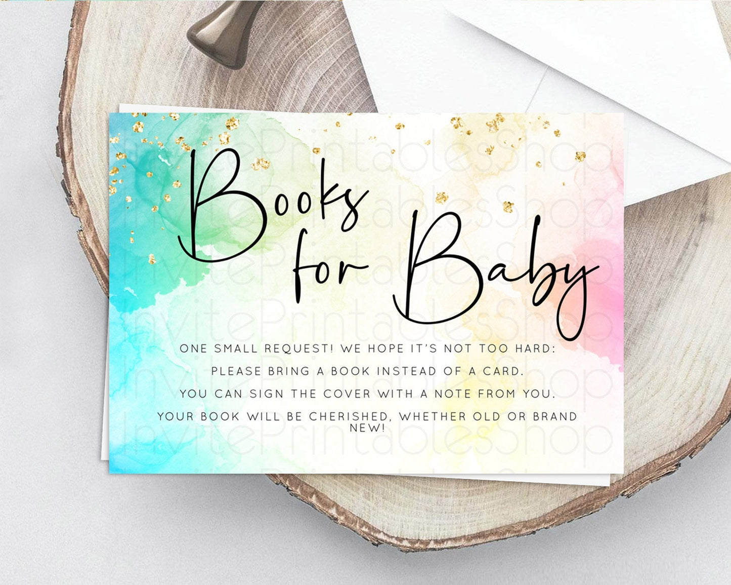 Pastel Books For Baby Card Pastel Rainbow Book Insert Colorful Ombre Watercolor Book Card Confetti Glitter Baby Book Poem Request D10151