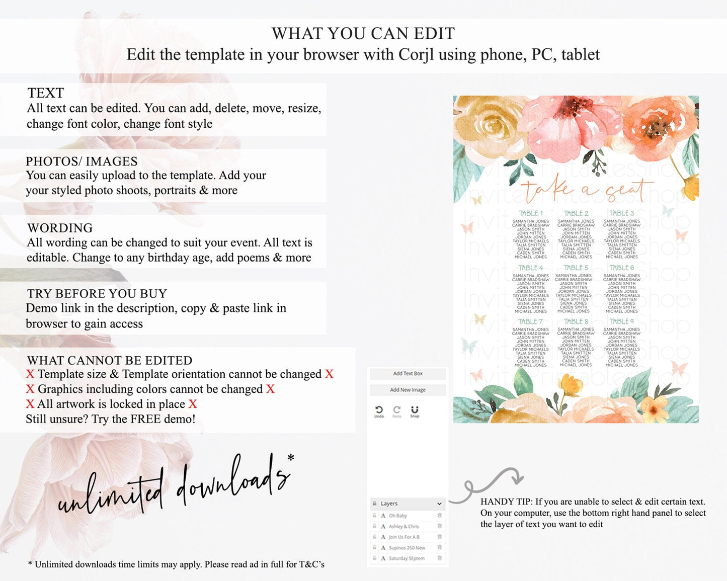 Secret Garden Seating Chart Wildflower Seating Chart Pastel Flowers Seating Chart Enchanted Garden Boho Floral Take A Seat Decor D10347
