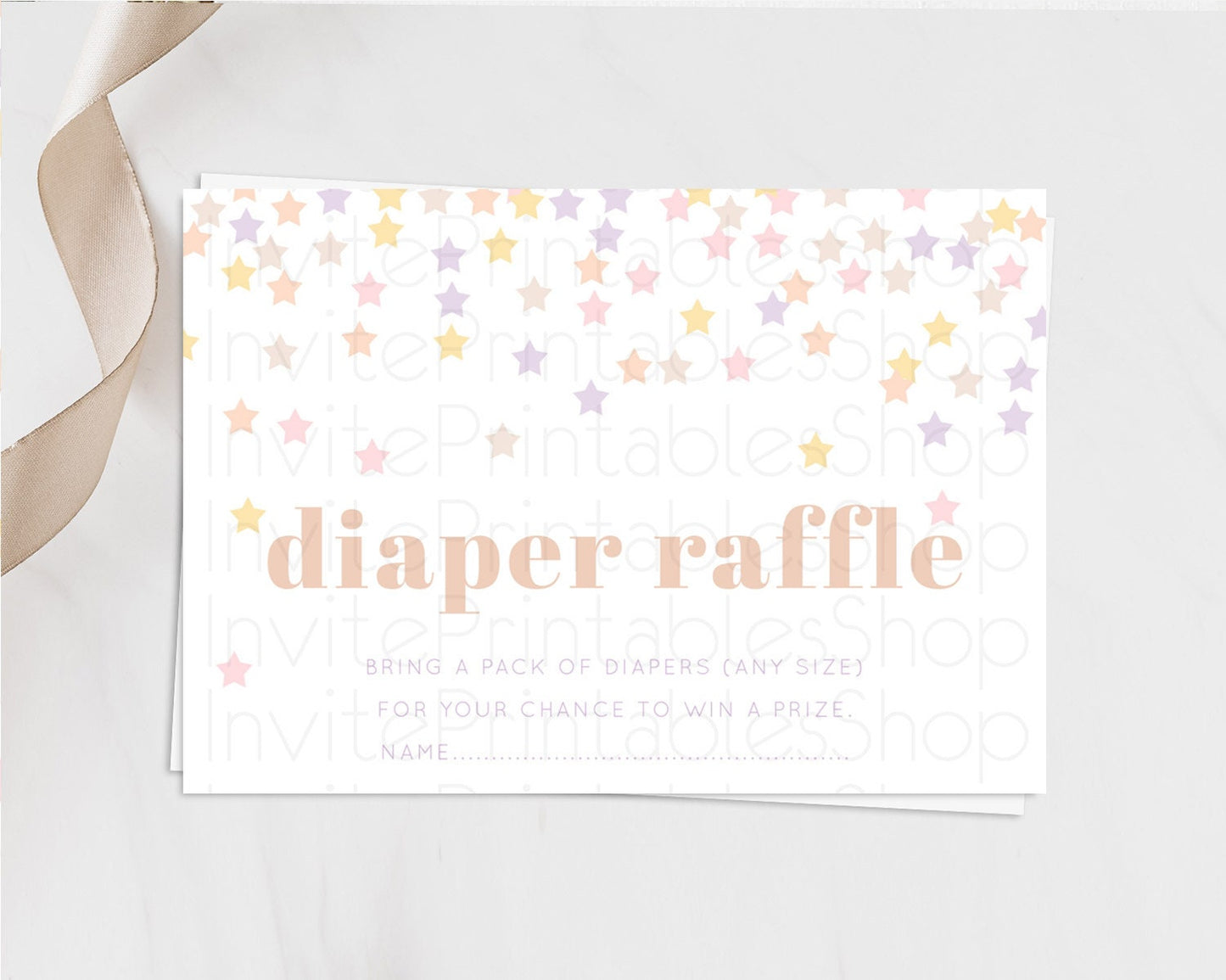 Pastel Star Diaper Raffle Card Shooting Star Diaper Raffle Insert Twinkle Little Star Diaper Ticket Rainbow Confetti Raffle Game D10810