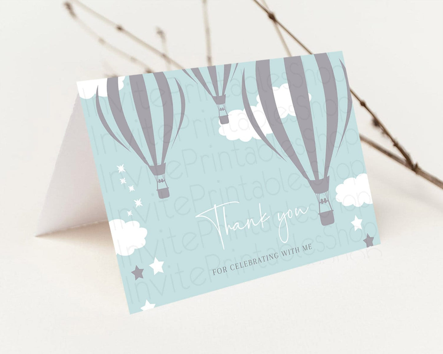 Hot Air Balloon Sign Hot Air Balloon Thank You Card Decor Adventure Awaits Mr. ONEderful Party 1st Birthday Baptism Baby Shower D10324