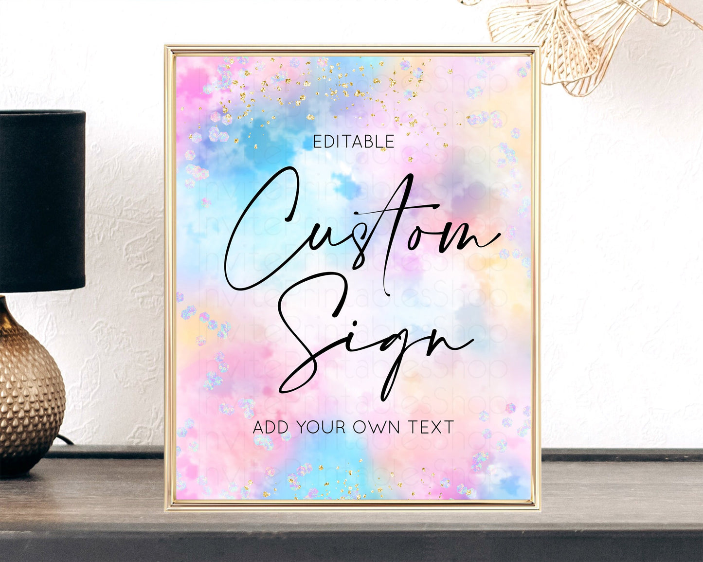 Pastel Rainbow Sign Cards Gifts Sign Table Signs Diaper Sign Book Sign Food Sign Custom Sign Glitter Wedding Birthday Baby Shower 8x10 589v4