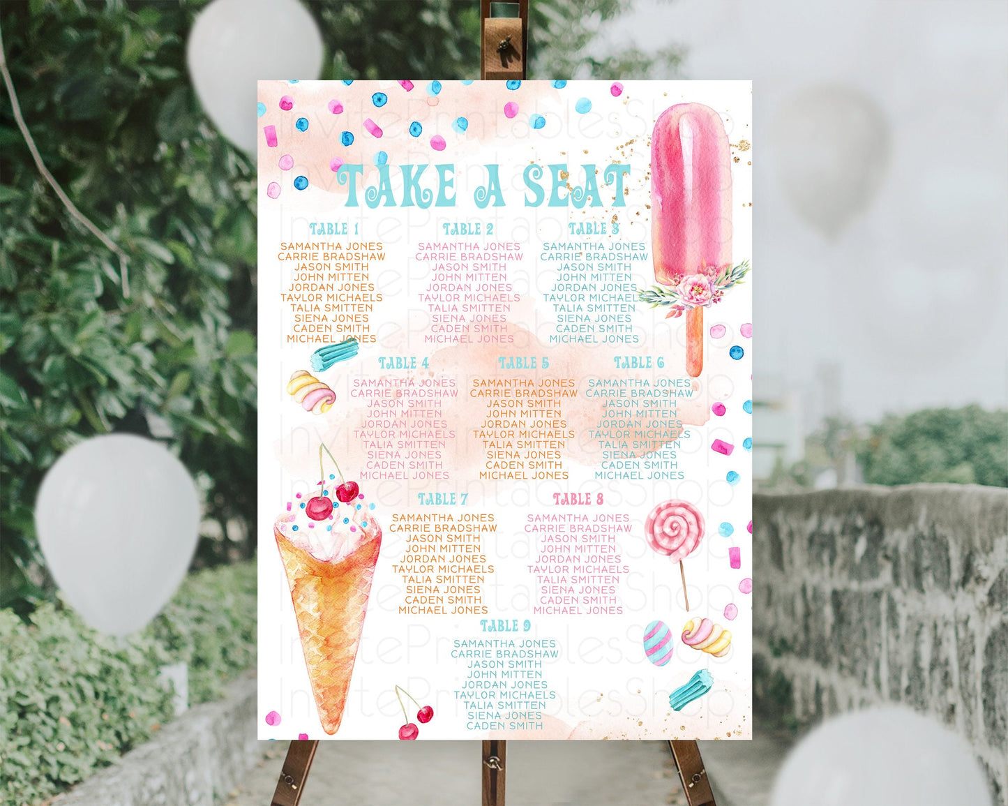 Ice Cream Seating Chart Sweet Candy Seating Chart Here's The Scoop Seating Sign Pastel Candy Seating Sign Candy Décor Sweet Candy D10554