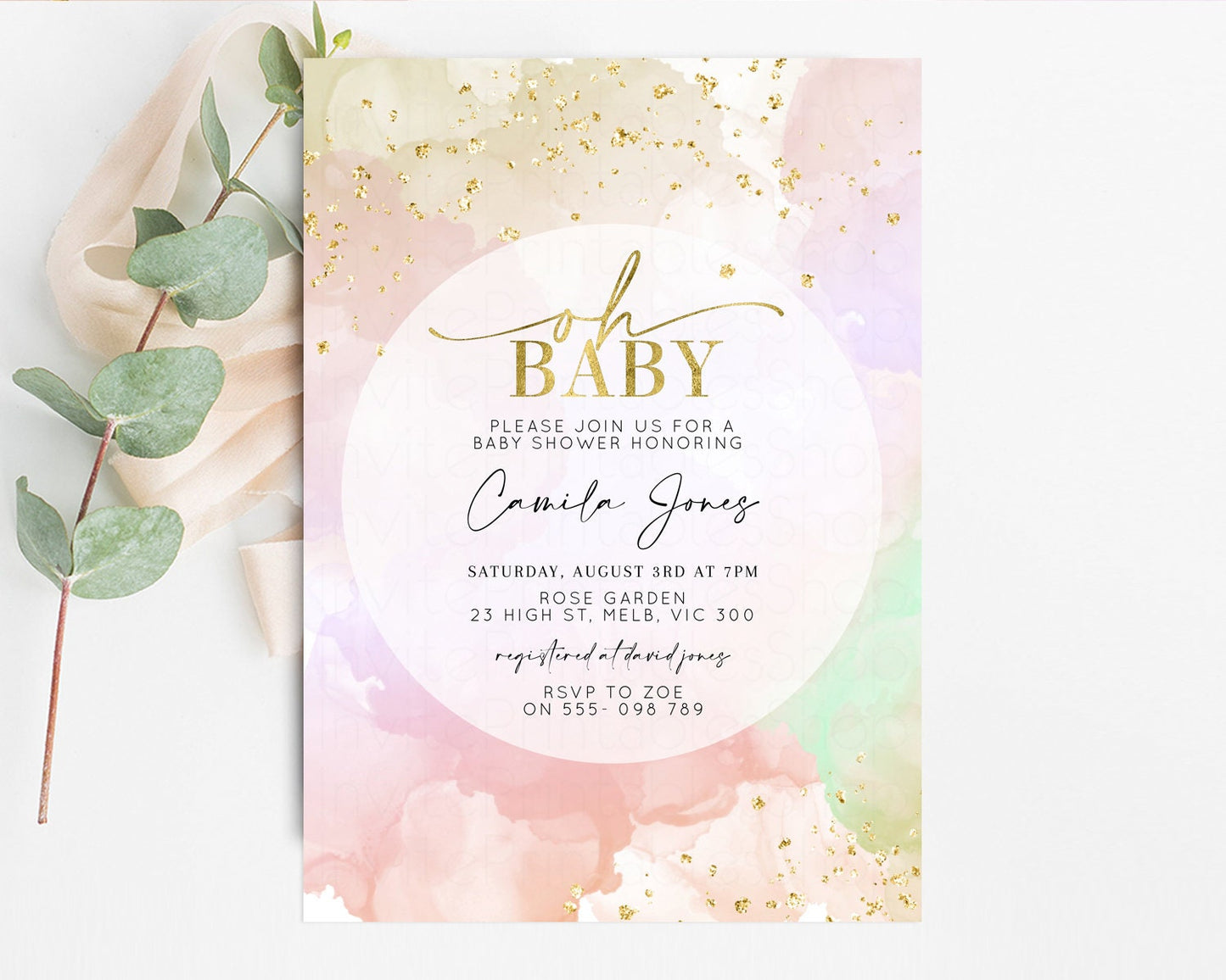 Pastel Baby Shower Invitation Rainbow Baby Shower Invitation Watercolor Ombre Invitation Rainbow Pastel Invite Colorful Glitter Shower 599v3