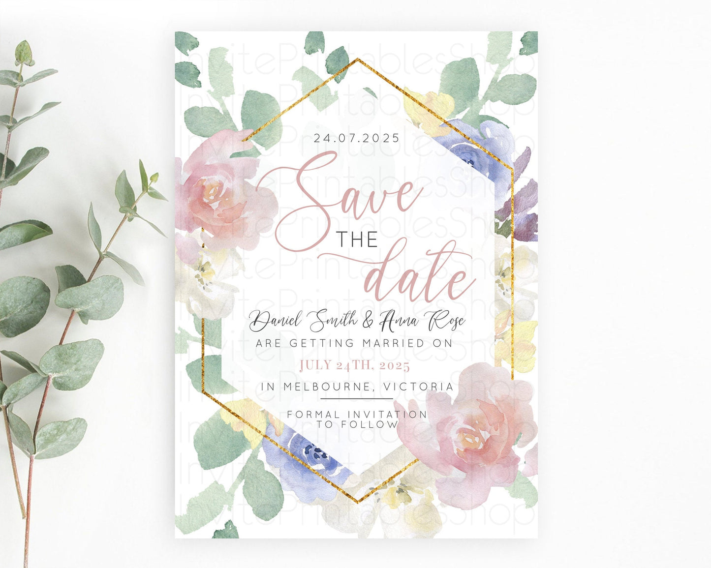 Wildflower Save The Date Template Secret Garden Save The Date Pastel Floral Garden Party Boho Flowers Birthday Baby Shower Wedding D10254