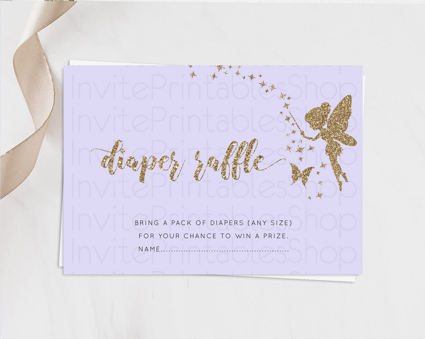 Fairy Diaper Raffle Card Fairy Diaper Insert Enchanted Garden Fairy Diaper Ticket Pastel Floral Butterfly Secret Garden Raffle Game D10389