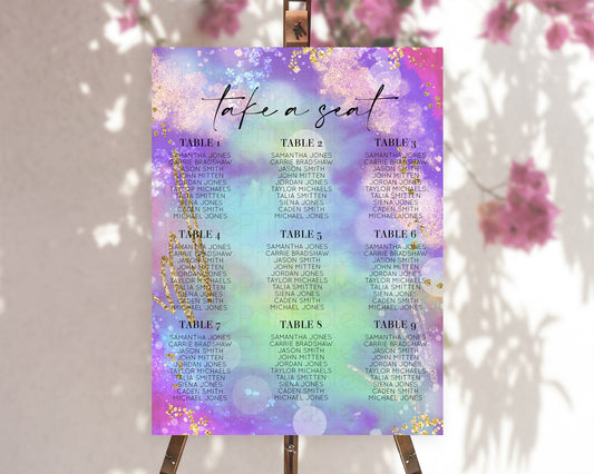 Editable Rainbow Seating Chart Pastel Seating Chart Iridescent Sprinkles Col