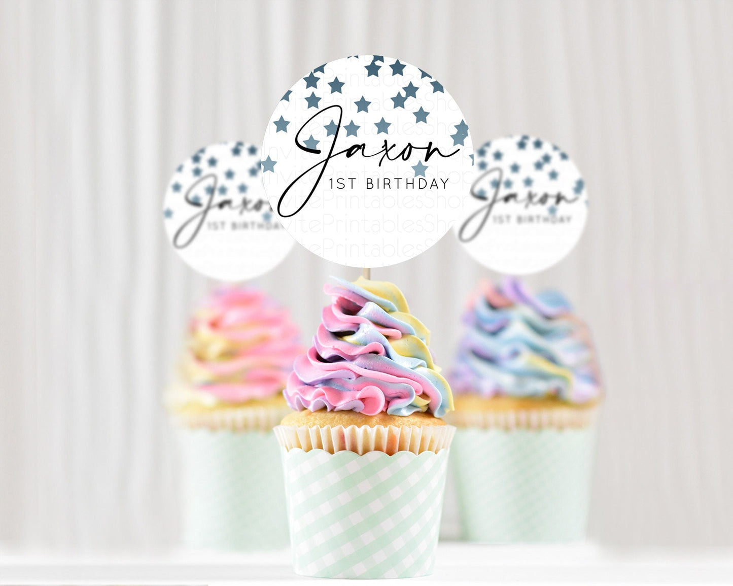 Star Cupcake Toppers Pastel Stars Cupcake Toppers Shooting Star Sprinkle Stars Rainbow Colorful Confetti Twinkle Little Star Decor D10308