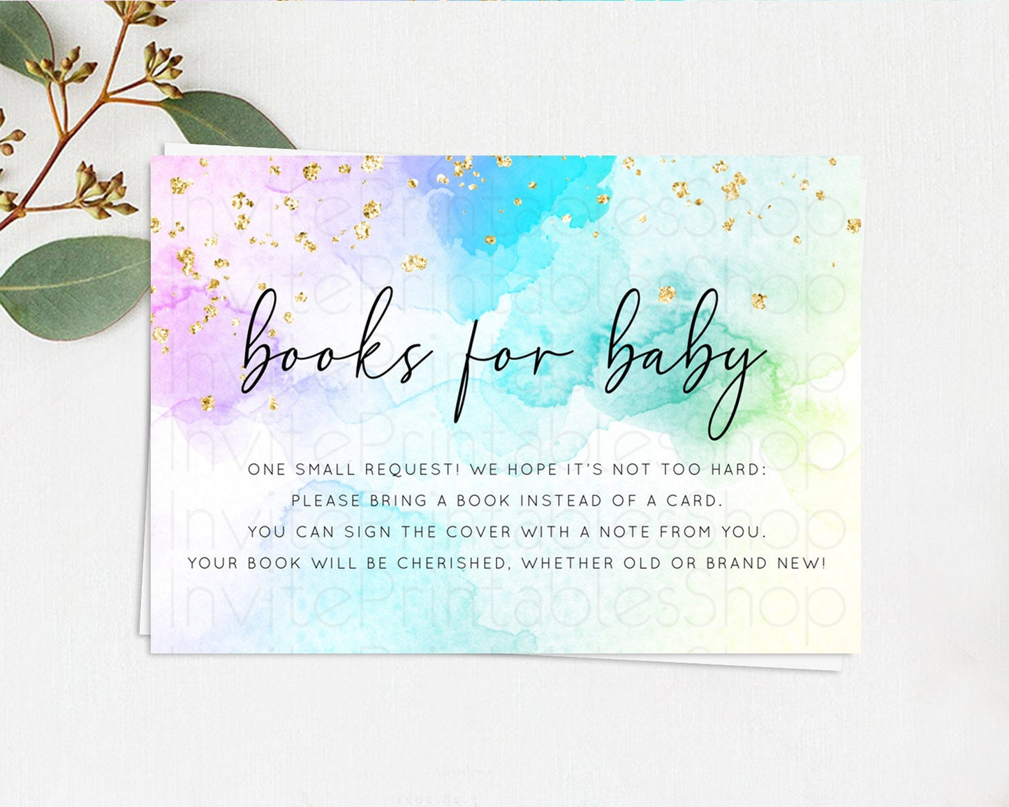Pastel Books For Baby Card Pastel Rainbow Book Insert Colorful Ombre Watercolor Book Card Confetti Glitter Baby Book Poem Request D10771