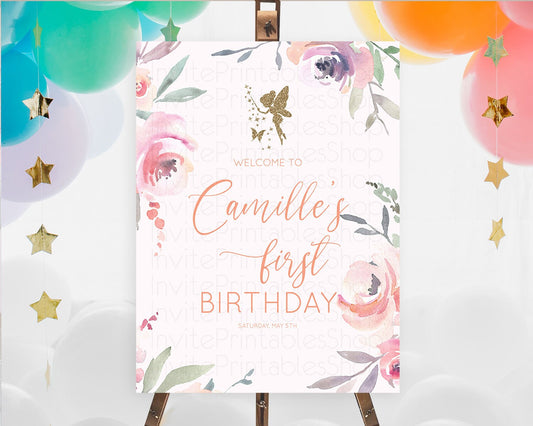 Editable Fairy Welcome Sign Fairy Welcome Board Enchanted Garden Pastel Flor
