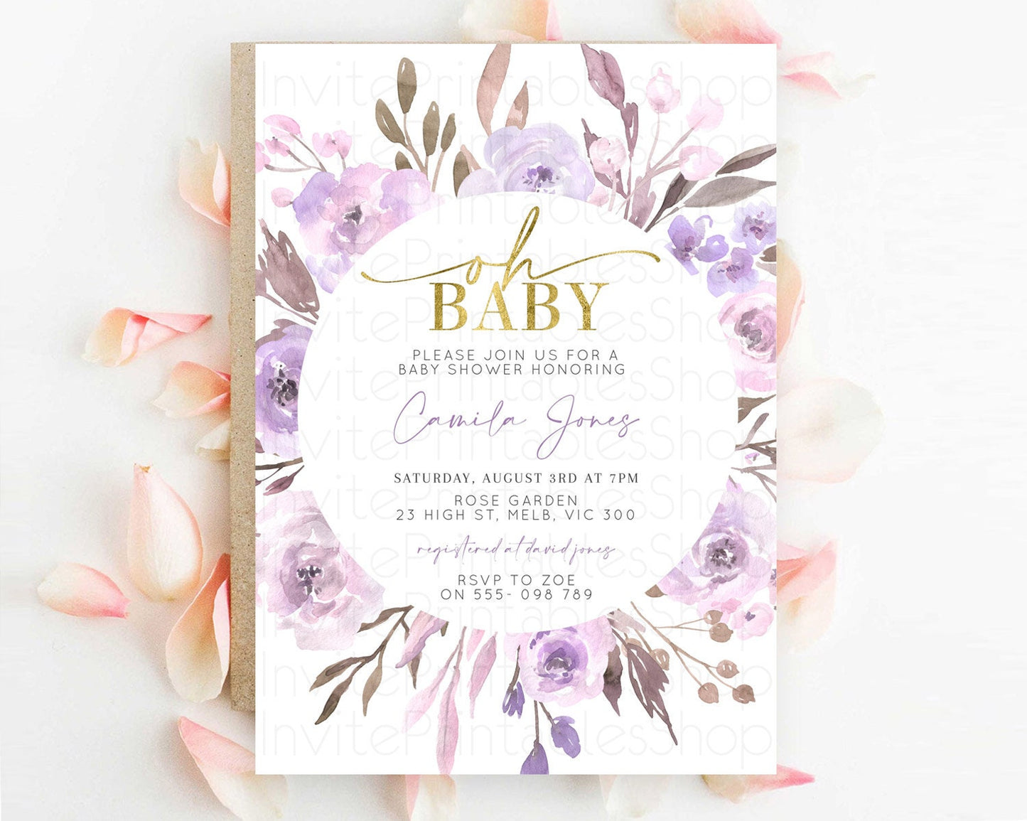 Wildflower Baby Shower Invitation Secret Garden Baby Shower Invitation Pastel Flowers Invite Enchanted Garden Shower Floral Theme D10201