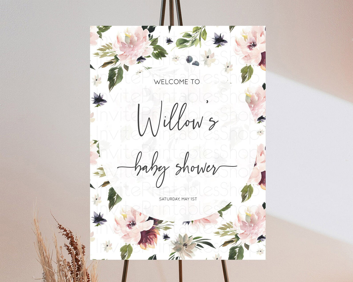 Secret Garden Baby Shower Welcome Sign Wildflower Welcome Board Pastel Flower Garden Welcome Poster Boho Wildflower Welcome Sign D10538