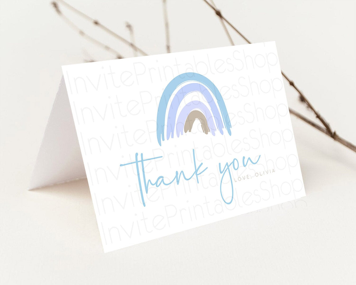 Editable Pastel Rainbow Thank You Boho Rainbow Thank You Card Rainbow Birthd