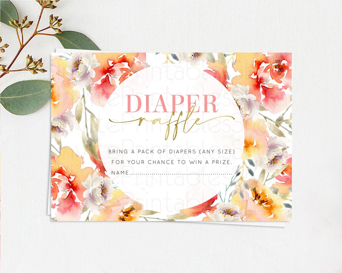 Secret Garden Diaper Raffle Card Boho Wildflower Diaper Raffle Insert Pastel Flower Garden Baby Shower Card Flower Raffle Game D10280