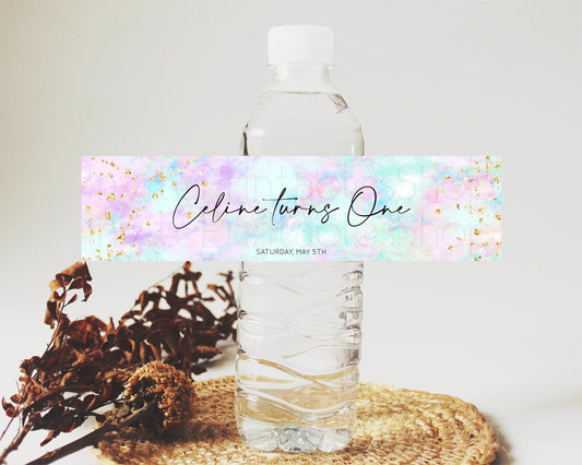 Editable Pastel Water Label Template Pastel Ombre Rainbow Watercolor Colorfu