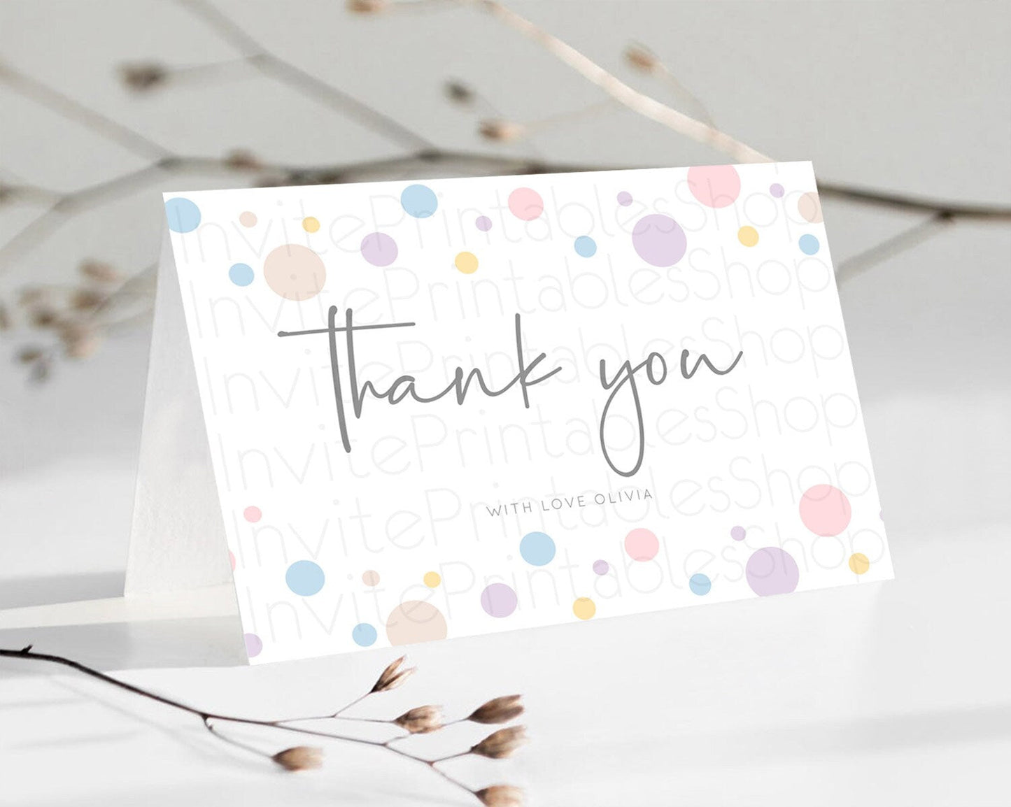 Rainbow Thank You Pastel Thank You Card Pastel Rainbow Birthday Thank You Confetti Colorful Pastel Cards Teacher Thank You Cards D10759