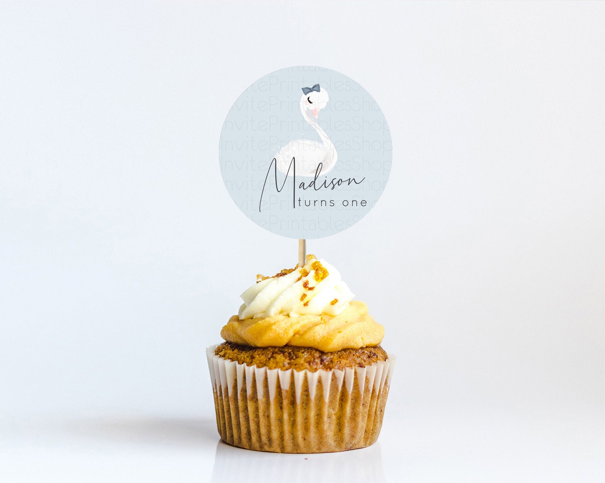 Editable Swan Cupcake Toppers Swan Princess Ballet Cupcake Watercolour Paste