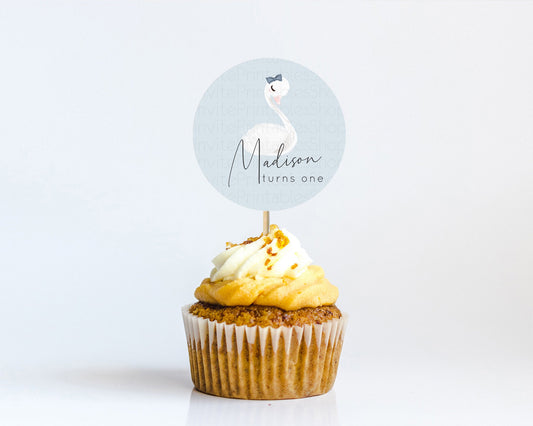 Editable Swan Cupcake Toppers Swan Princess Ballet Cupcake Watercolour Paste