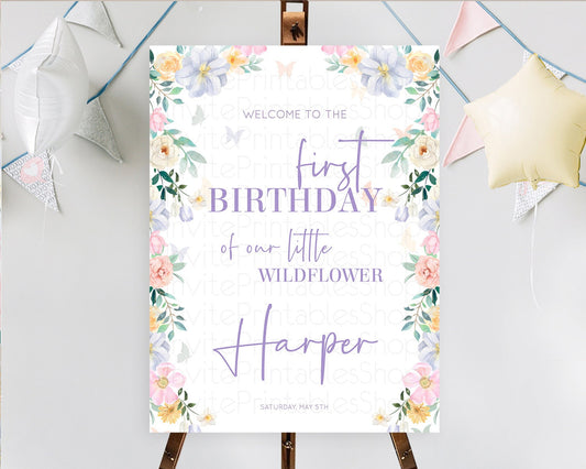 Secret Garden Welcome Sign Wildflower Welcome Board Pastel Flower Garden Welcome Poster Boho Wildflower First Birthday Welcome Sign D10472