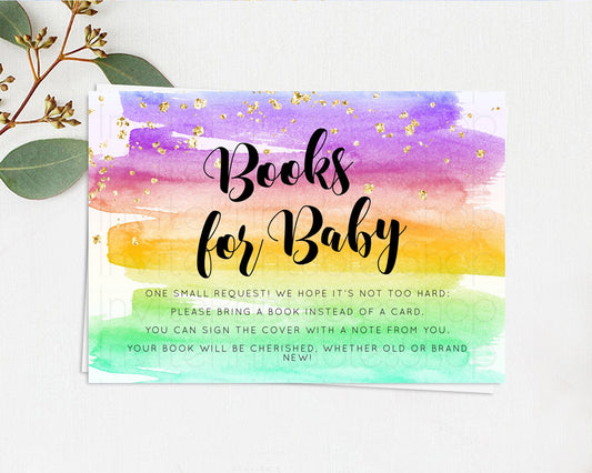 Editable Pastel Books For Baby Card Pastel Rainbow Book Insert Colorful Ombr