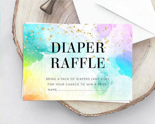 Editable Pastel Diaper Raffle Card Pastel Rainbow Diaper Raffle Insert Color