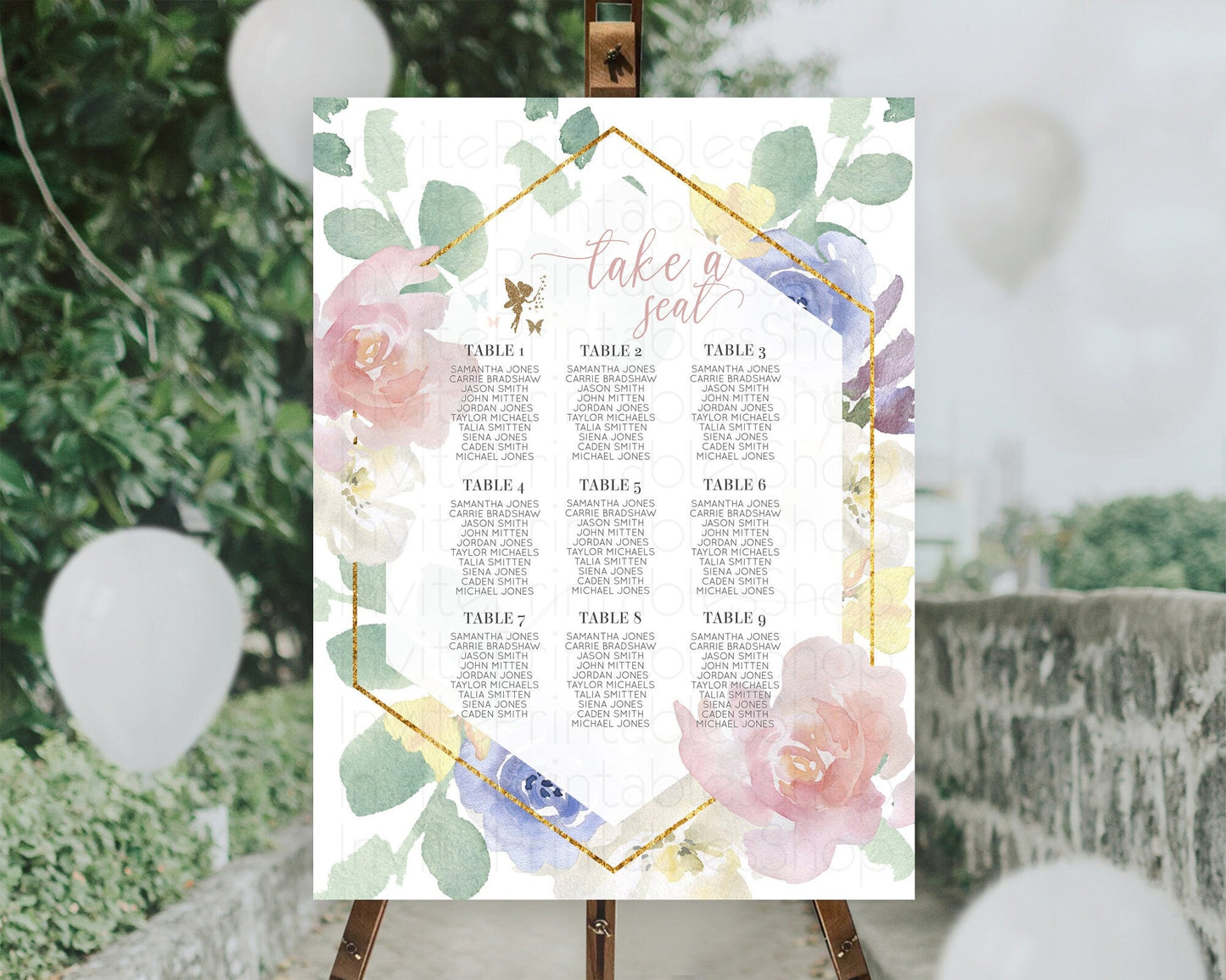 Fairy Seating Chart Pastel Fairy Seating Chart Fairy Tea Party Fairy Garden Seating Sign Enchanted Garden Floral Butterfly Decor D10294
