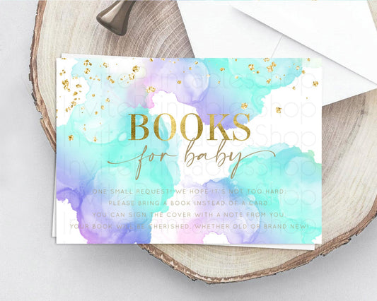 Pastel Books For Baby Card Pastel Rainbow Book Insert Colorful Ombre Watercolor Book Card Confetti Glitter Baby Book Poem Request D10212