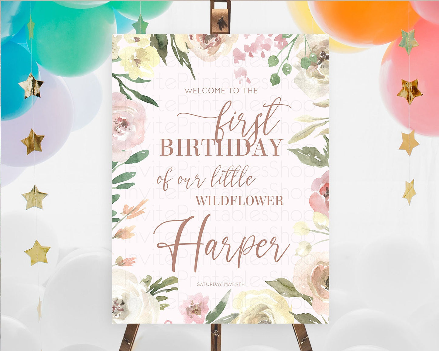 Secret Garden Welcome Sign Wildflower Welcome Board Pastel Flower Garden Welcome Poster Boho Wildflower First Birthday Welcome Sign D10192