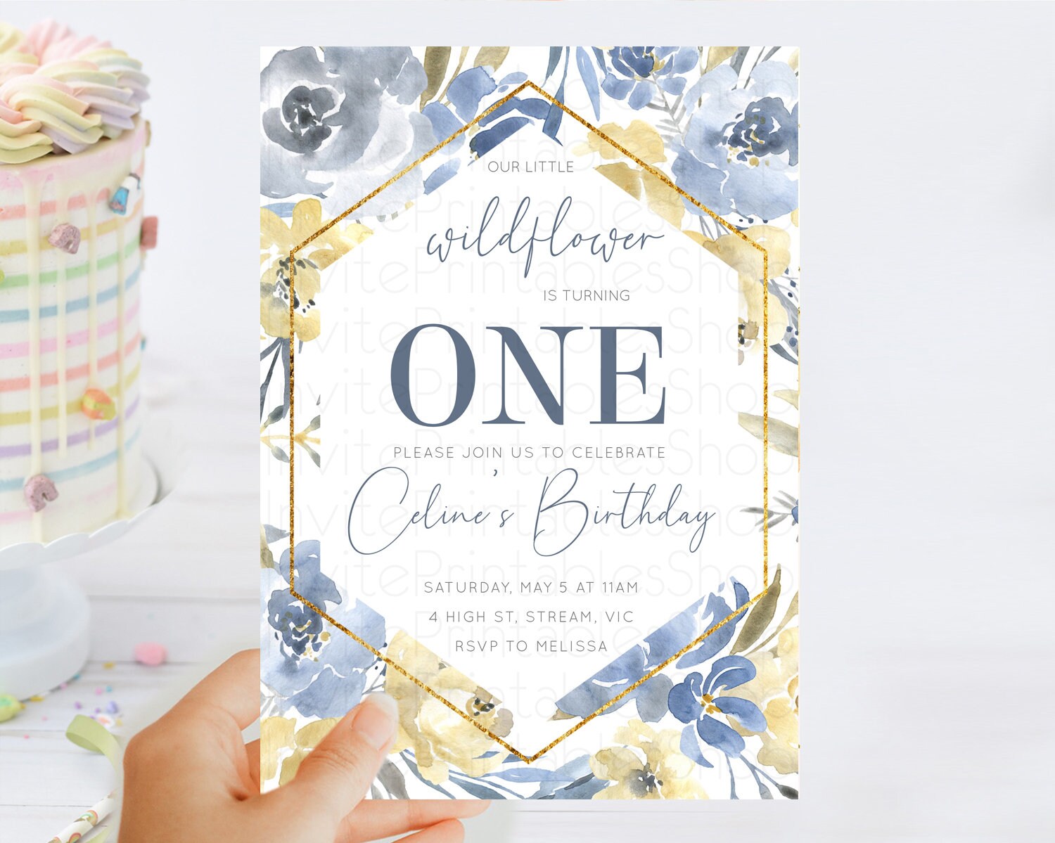 Editable Secret Garden Invitation Wildflower Birthday Invitation Pastel Flow