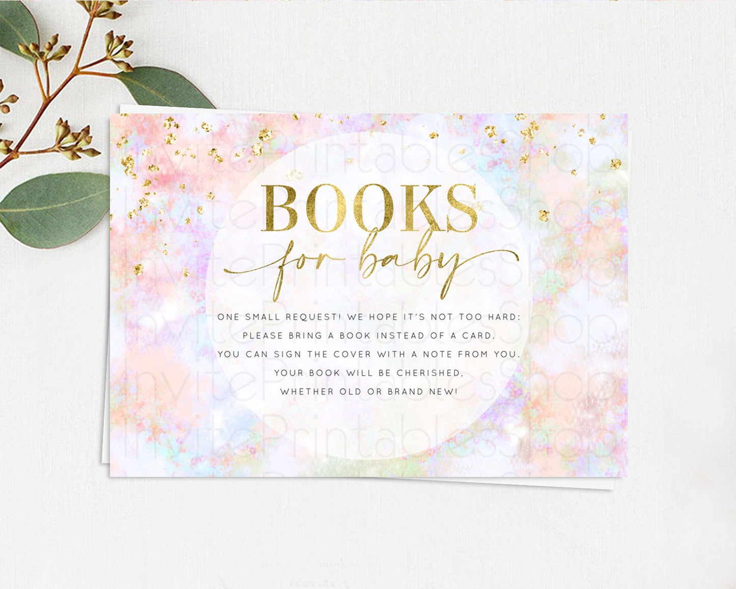 Pastel Books For Baby Card Pastel Rainbow Book Insert Colorful Ombre Watercolor Book Card Confetti Glitter Baby Book Poem Request D10649