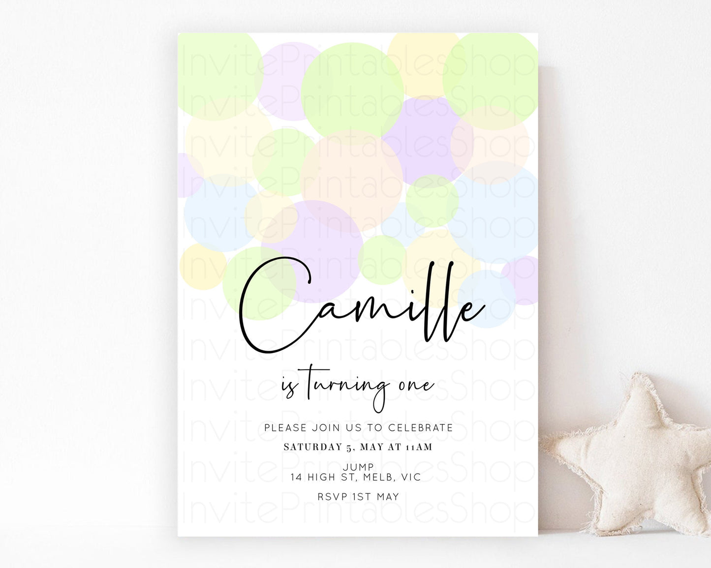 Bubbles Birthday Invitation Rainbow Confetti Invite Pastel Sprinkles Invite Pastel Colorful Art Fun Simple Birthday Invite 1st 2nd 3rd 208