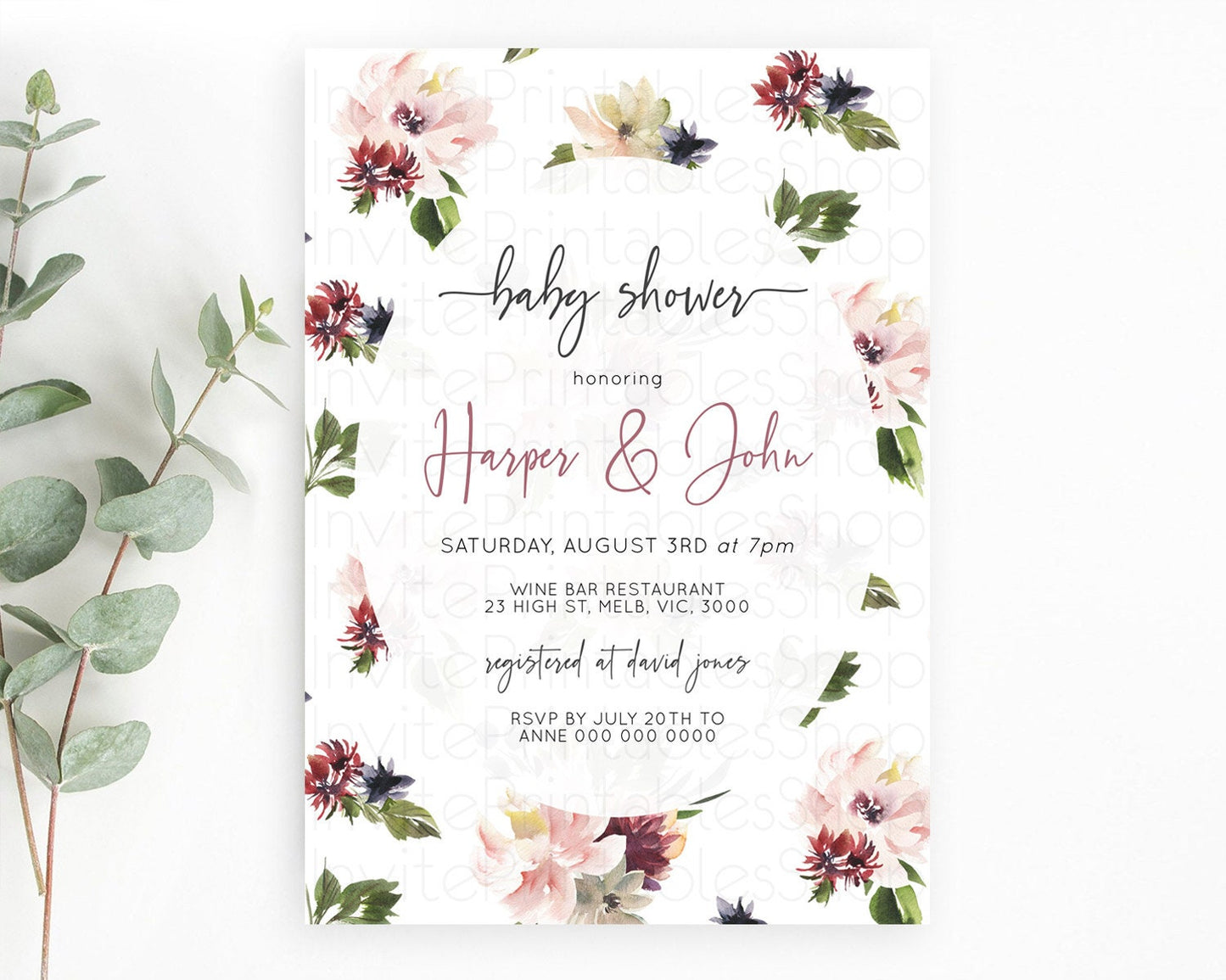 Wildflower Baby Shower Invitation Secret Garden Baby Shower Invitation Pastel Flowers Invite Enchanted Garden Shower Floral Theme D10538