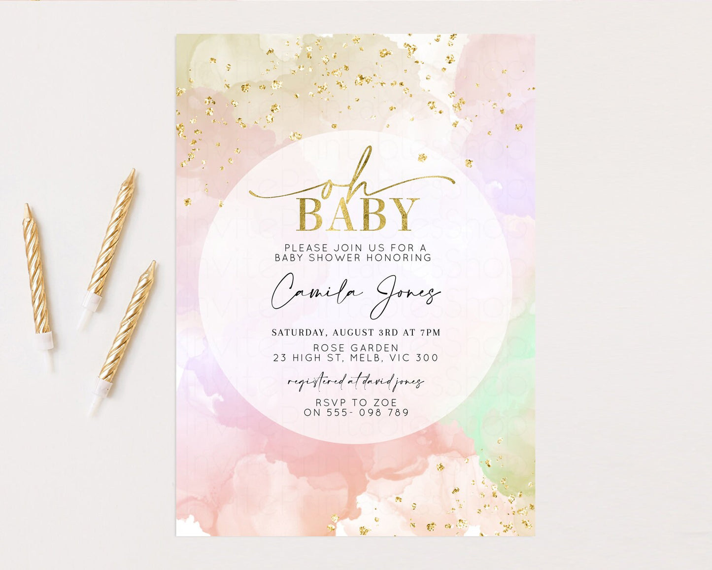 Pastel Baby Shower Invitation Rainbow Baby Shower Invitation Watercolor Ombre Invitation Rainbow Pastel Invite Colorful Glitter Shower 599v3