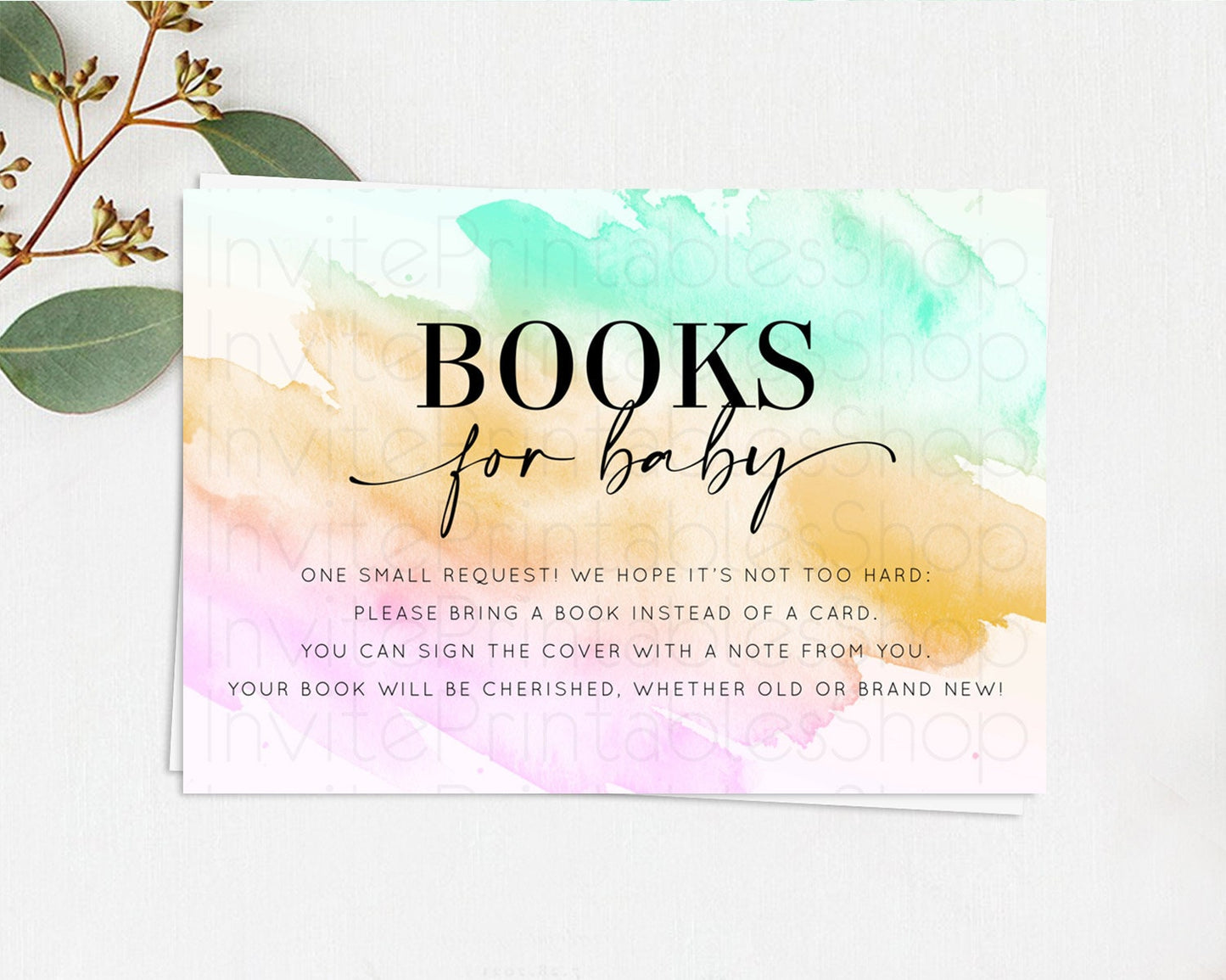 Pastel Books For Baby Card Pastel Rainbow Book Insert Colorful Ombre Watercolor Book Card Confetti Glitter Baby Book Poem Request D10962