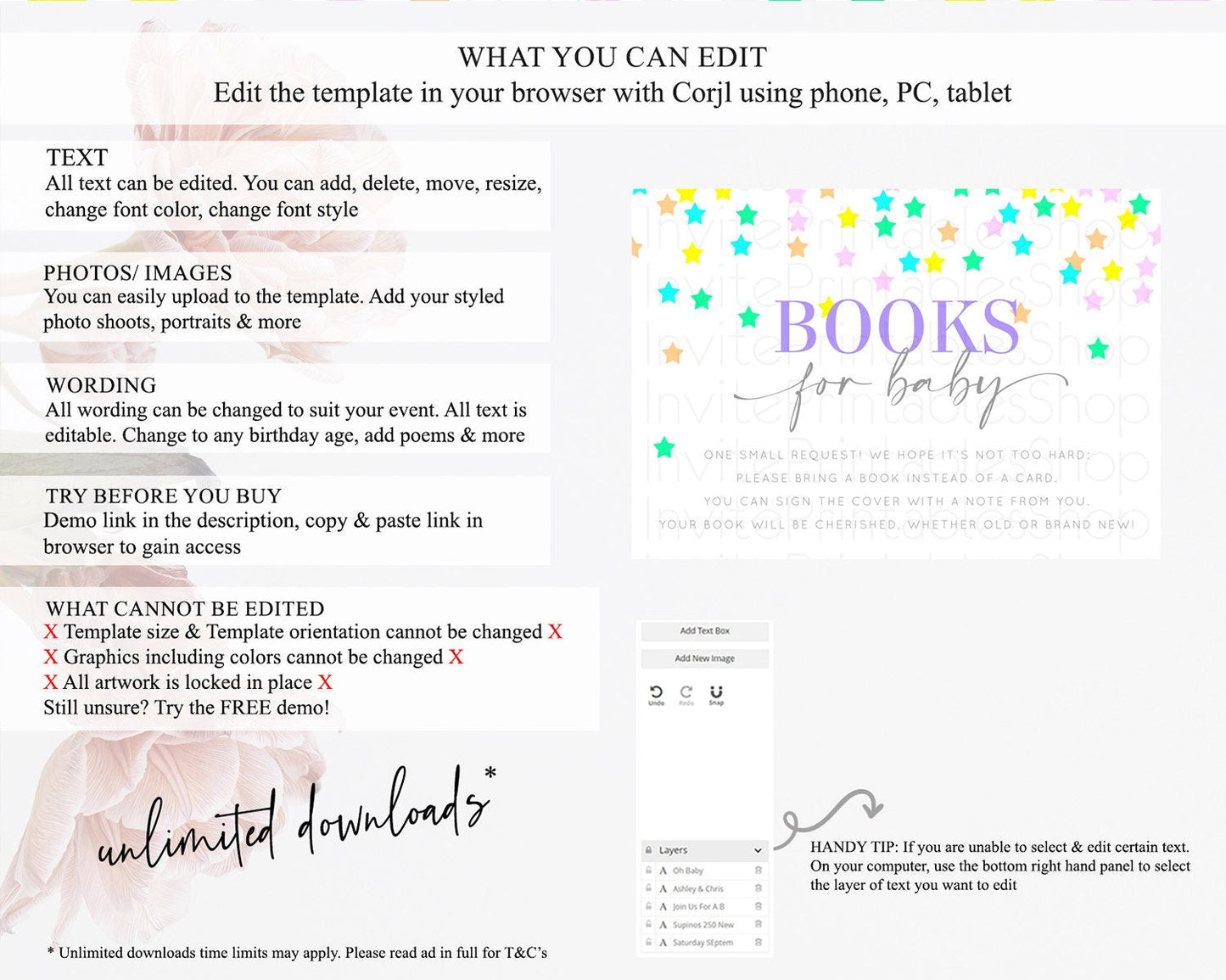 Pastel Star Books For Baby Card Shooting Star Book Insert Twinkle Little Star Book Card Rainbow Confetti Guests Book Poem Request D10395